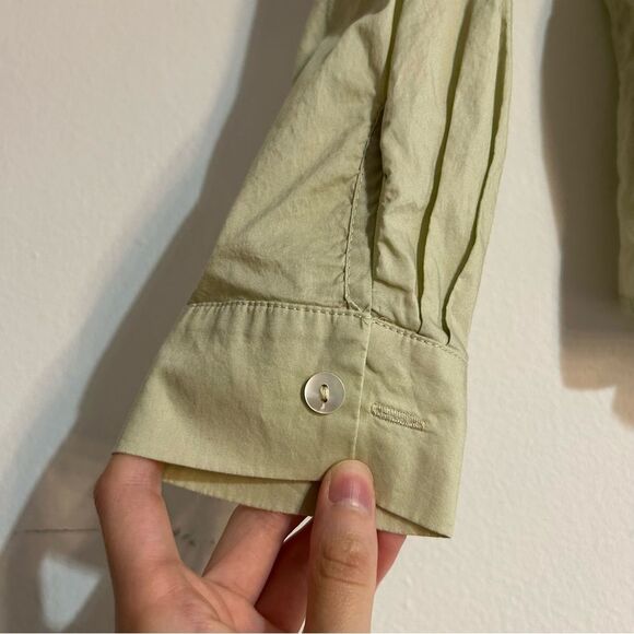 Anthropologie Harshman Puff Sleeve Babydoll Blouse Moss Green Size Small - Picture 2 of 10